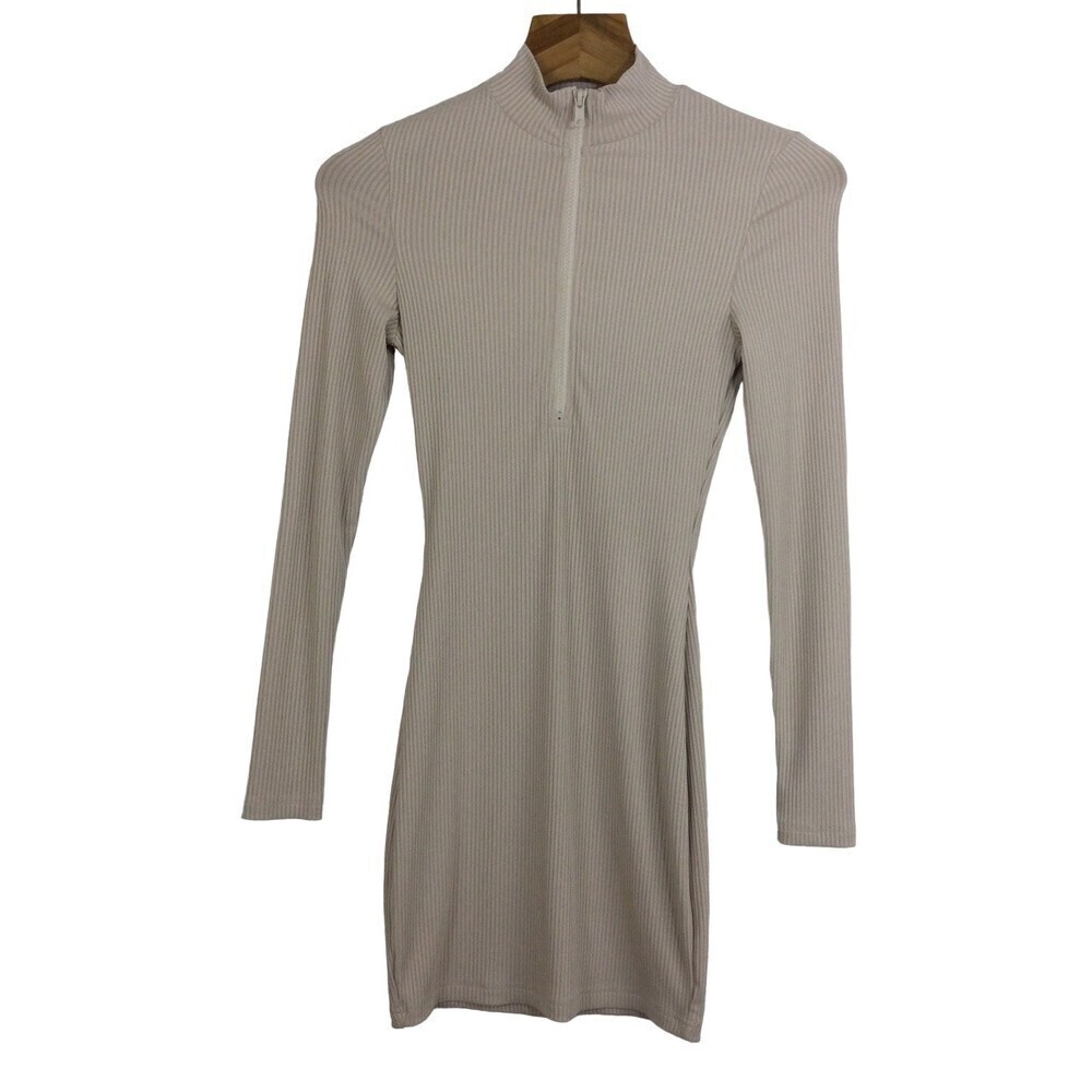 Princess Polly Womens Kiara Bodycon Shirt Dress Beige Size 2